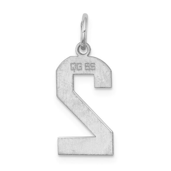 Sterling Silver, Athletic Collection Medium Polished Number 2 Pendant - Picture 3 of 5